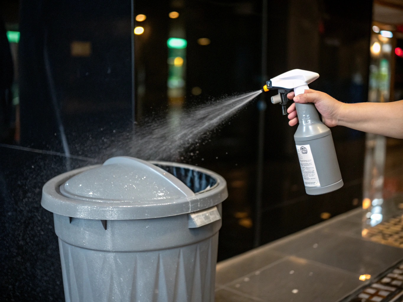 Professional trash bin cleaning service in action
